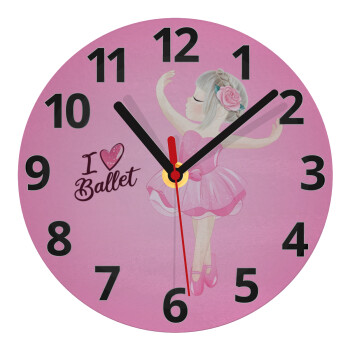 I Love Ballet, Ρολόι τοίχου γυάλινο (20cm)