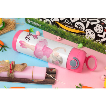 I Love Ballet, Πασχαλινή Λαμπάδα με Παιδικό παγούρι θερμό, ανοξείδωτο, με καλαμάκι ασφαλείας, ΡΟΖ (500ml)