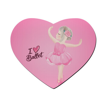 I Love Ballet, Mousepad heart 23x20cm