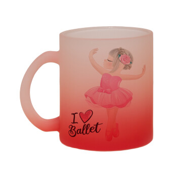 I Love Ballet, Κούπα γυάλινη δίχρωμη με βάση το κόκκινο ματ, 330ml
