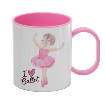 I Love Ballet, Κούπα (πλαστική) (BPA-FREE) Polymer Ροζ για παιδιά, 330ml