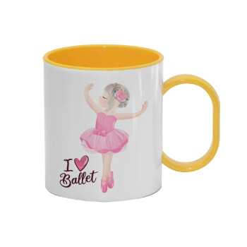I Love Ballet, Κούπα (πλαστική) (BPA-FREE) Polymer Κίτρινη για παιδιά, 330ml