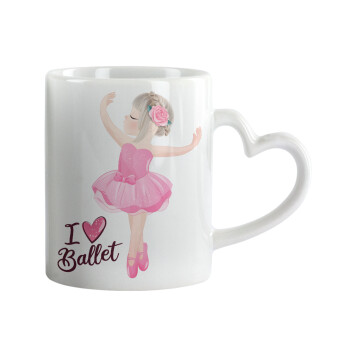I Love Ballet, Mug heart handle, ceramic, 330ml