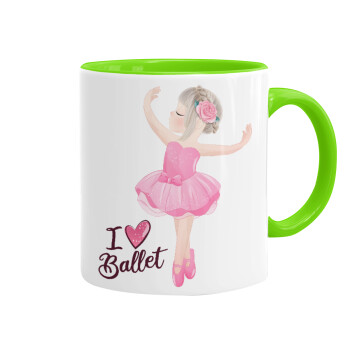 I Love Ballet, Mug colored light green, ceramic, 330ml