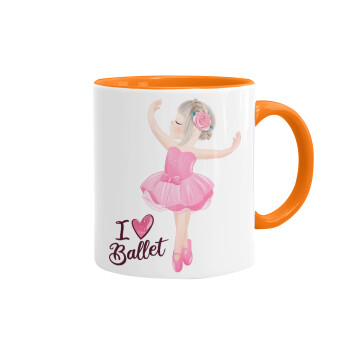 I Love Ballet, Mug colored orange, ceramic, 330ml