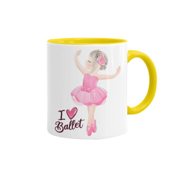 I Love Ballet, Mug colored yellow, ceramic, 330ml