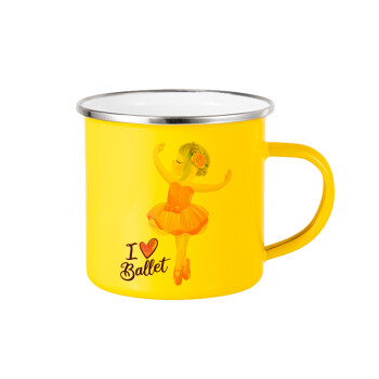 I Love Ballet, Yellow Enamel Metallic Cup 360ml