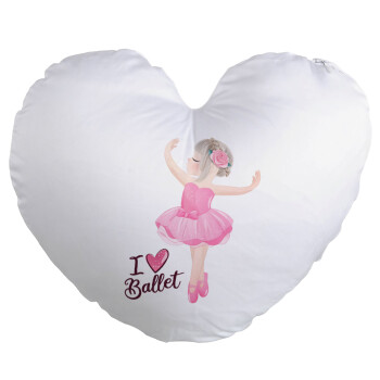 I Love Ballet, Μαξιλάρι καναπέ καρδιά 40x40cm περιέχεται το  γέμισμα