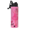 Metallic water bottle with safety lid, 850ml aluminum