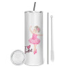 Tumbler stainless steel 600ml, with metal straw & cleaning brush