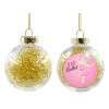 Transparent Christmas tree ball ornament with gold filling 8cm