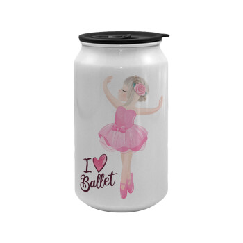 I Love Ballet, Κούπα ταξιδιού μεταλλική με καπάκι (tin-can) 500ml
