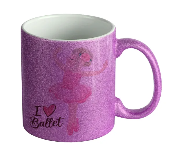I Love Ballet — Κούπα Μωβ Glitter που γυαλίζει, κεραμική, 330ml