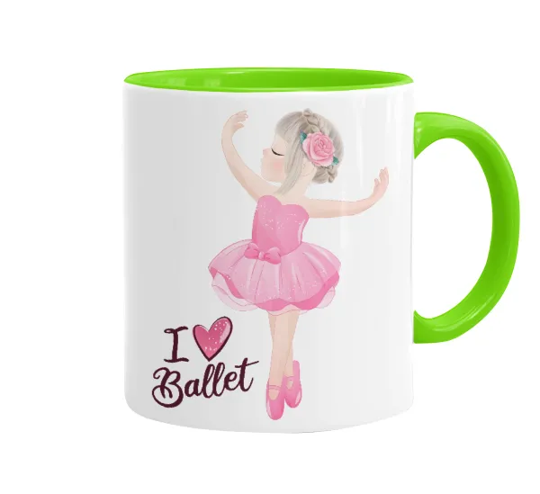 I Love Ballet — Κούπα χρωματιστή βεραμάν, κεραμική, 330ml