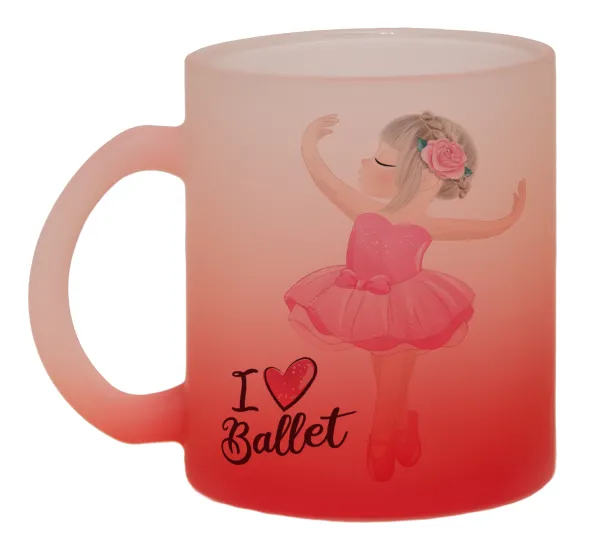 I Love Ballet — Κούπα γυάλινη δίχρωμη με βάση το κόκκινο ματ, 330ml