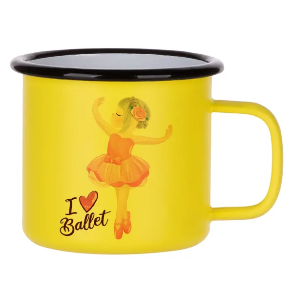 I Love Ballet — Κούπα Μεταλλική εμαγιέ ΜΑΤ Κίτρινη 360ml
