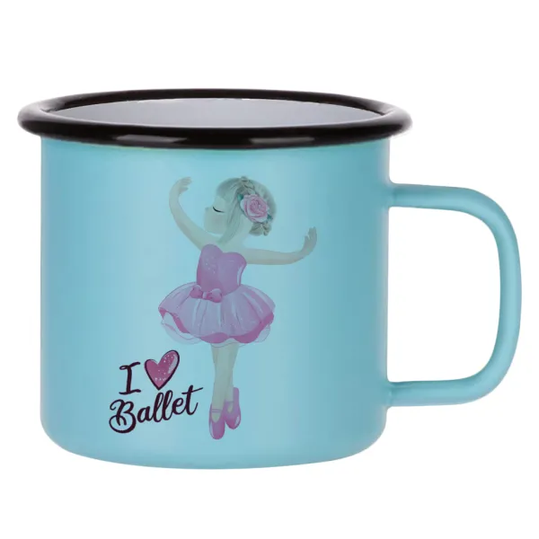 I Love Ballet — Κούπα Μεταλλική εμαγιέ ΜΑΤ σιέλ 360ml