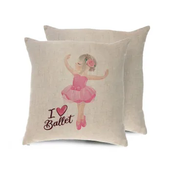 I Love Ballet, Μαξιλάρι καναπέ ΛΙΝΟ 40x40cm περιέχεται το  γέμισμα