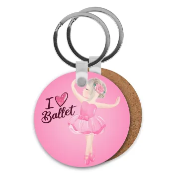 I Love Ballet, Μπρελόκ Ξύλινο στρογγυλό MDF Φ5cm
