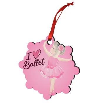 I Love Ballet, Christmas ornament snowflake wooden 7.5cm