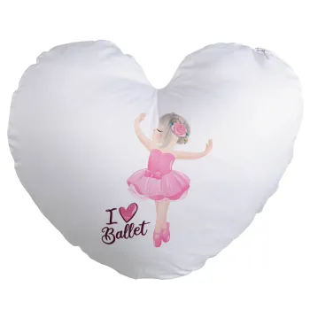 I Love Ballet, Μαξιλάρι καναπέ καρδιά 40x40cm περιέχεται το  γέμισμα