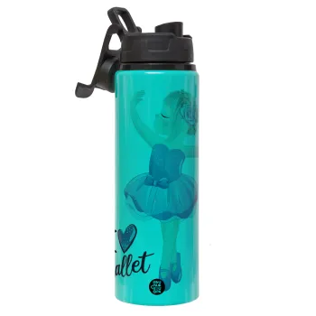 I Love Ballet, Μεταλλικό παγούρι νερού με καπάκι ασφαλείας, αλουμινίου 850ml