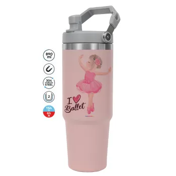 I Love Ballet, Pink color, 890ml (30oz) stainless Steel Tumbler with Handle