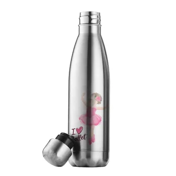 I Love Ballet, Μεταλλικό παγούρι θερμός Inox (Stainless steel), διπλού τοιχώματος, 500ml