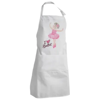 I Love Ballet, Adult Chef Apron (with sliders and 2 pockets)