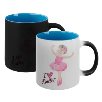 I Love Ballet, Κούπα Μαγική εσωτερικό μπλε, κεραμική 330ml που αλλάζει χρώμα με το ζεστό ρόφημα
