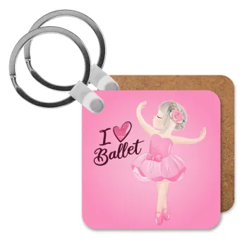 I Love Ballet, Μπρελόκ Ξύλινο τετράγωνο MDF