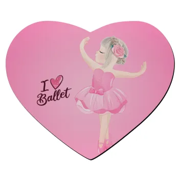 I Love Ballet, Mousepad καρδιά 23x20cm