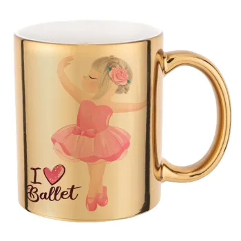 I Love Ballet, Κούπα κεραμική, χρυσή καθρέπτης, 330ml