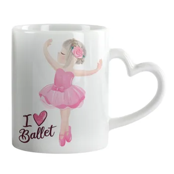 I Love Ballet, Mug heart handle, ceramic, 330ml