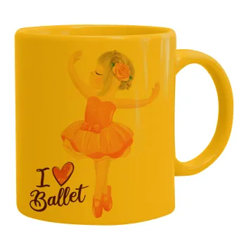 I Love Ballet, Κούπα, κεραμική κίτρινη, 330ml