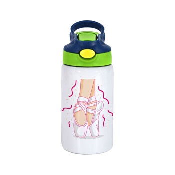 Πουεντ, Children's hot water bottle, stainless steel, with safety straw, green, blue (350ml)