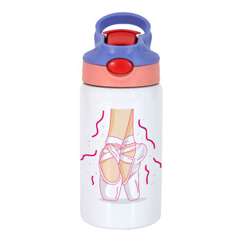 Πουεντ, Children's hot water bottle, stainless steel, with safety straw, pink/purple (350ml)