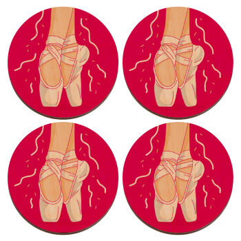 Πουεντ, ΣΕΤ x4 Σουβέρ ξύλινα στρογγυλά plywood (9cm)