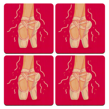 Πουεντ, ΣΕΤ x4 Σουβέρ ξύλινα τετράγωνα plywood (9cm)