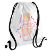 Πουεντ, Τσάντα πλάτης πουγκί GYMBAG λευκή, με τσέπη (40x48cm) & χονδρά κορδόνια