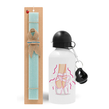 Πουεντ, Easter Set, metallic aluminum water bottle (500ml) & scented flat candle (30cm) (TURQUOISE)