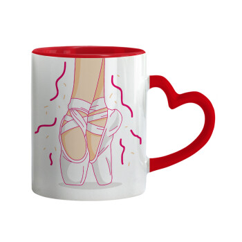 Πουεντ, Mug heart red handle, ceramic, 330ml