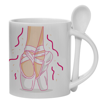 Πουεντ, Ceramic coffee mug with Spoon, 330ml (1pcs)