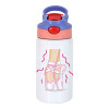 Παιδικό παγούρι θερμό, ανοξείδωτο, με καλαμάκι ασφαλείας, ροζ/μωβ (350ml)