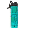 Metallic water bottle with safety lid, 850ml aluminum