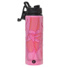 Metallic water bottle with safety lid, 850ml aluminum