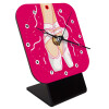 Quartz Wooden table clock with hands (10cm)