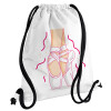 Backpack pouch GYMBAG white, with pocket (40x48cm) & thick cords