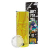 Neon Yellow Travel Tumbler, with metal straw (Stainless steel 304 Food grade, BPA free, 600ml)
