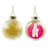 Transparent Christmas tree ball ornament with gold filling 8cm
